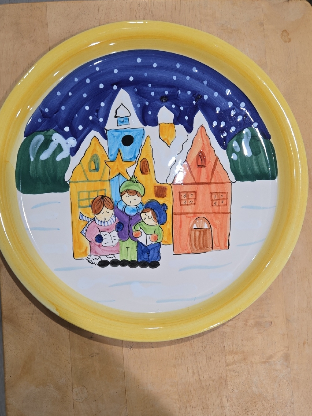 Vintage Barrarte Hand-Painted Ceramic Holiday Village Plate